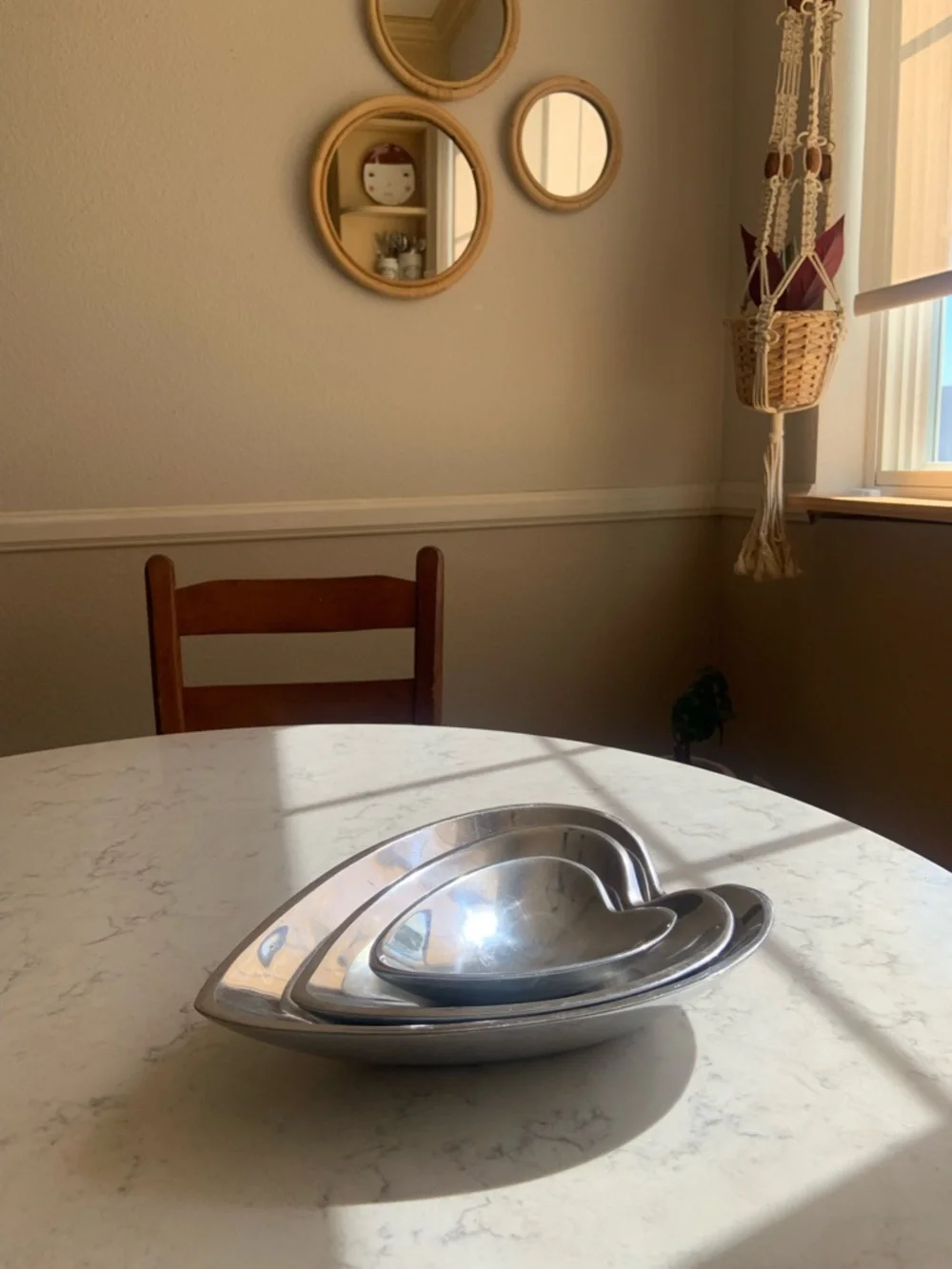 Nambe silver heart set of 3 tray vintage